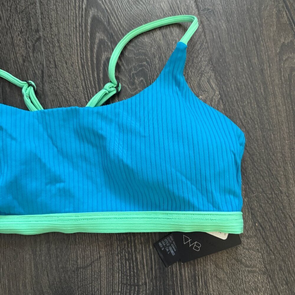 VYB | NWT Piper Soft Bikini Top in Bright Neon Blue/Green Size Large - Picture 3 of 8